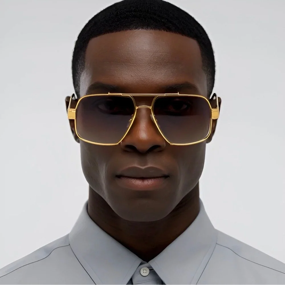 Mens Hip Hop Sunglasses Square Brown Gradient‎ Lens Textured Frame UV400 Lentes
